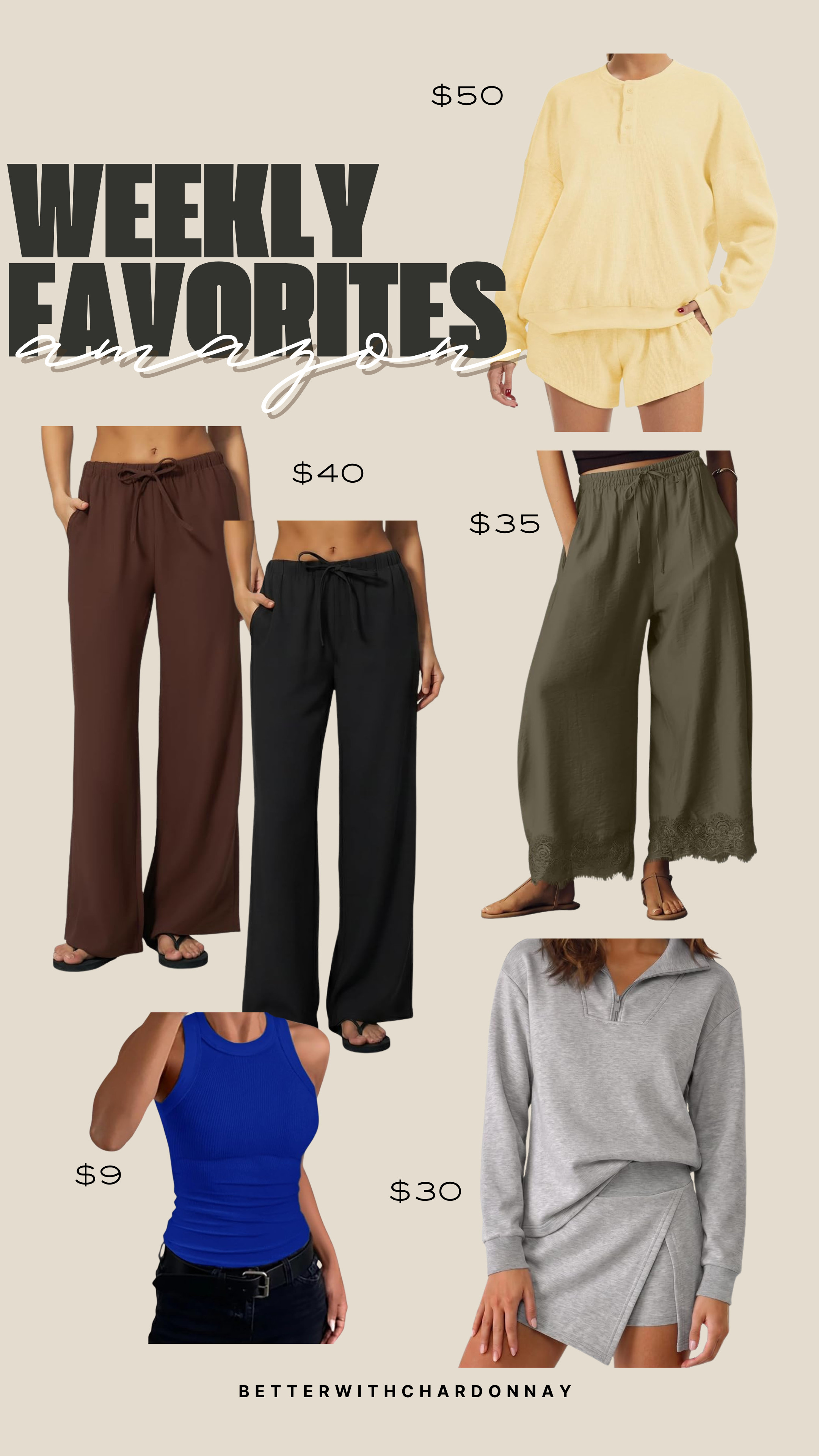 my favorites from amazon this week! been loving a good comfy two piece set and these are perfect!

look for less, padded tank top, matching set 

 #LTKgrwm #LTKootd #LTKmomlife
