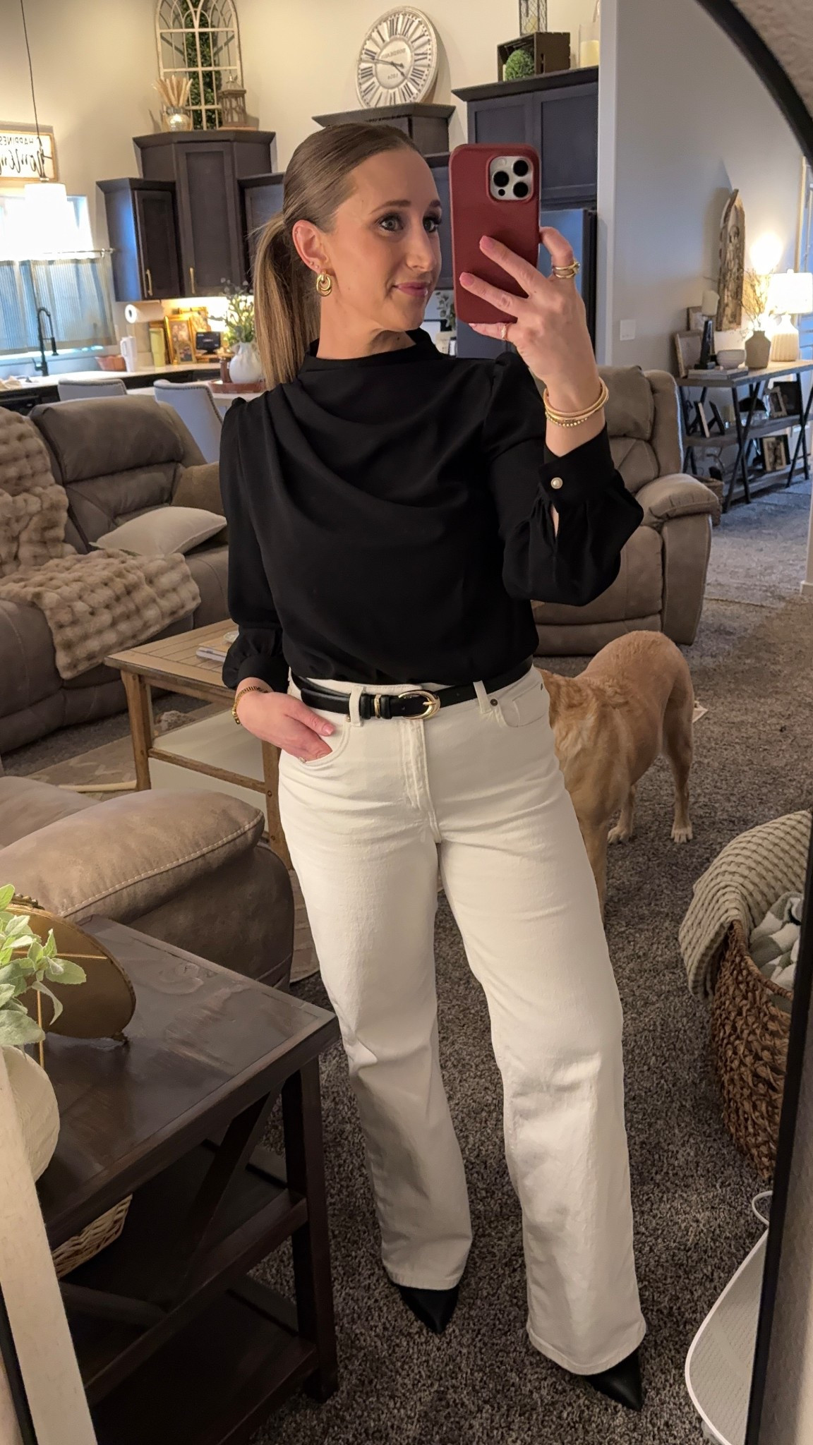White jeans for spring 🌷 love the versatility of these pants to dress them up or down #widelegjeans #springdenim #jeans 

#LTKMidsize #LTKootd #LTKWorkwear