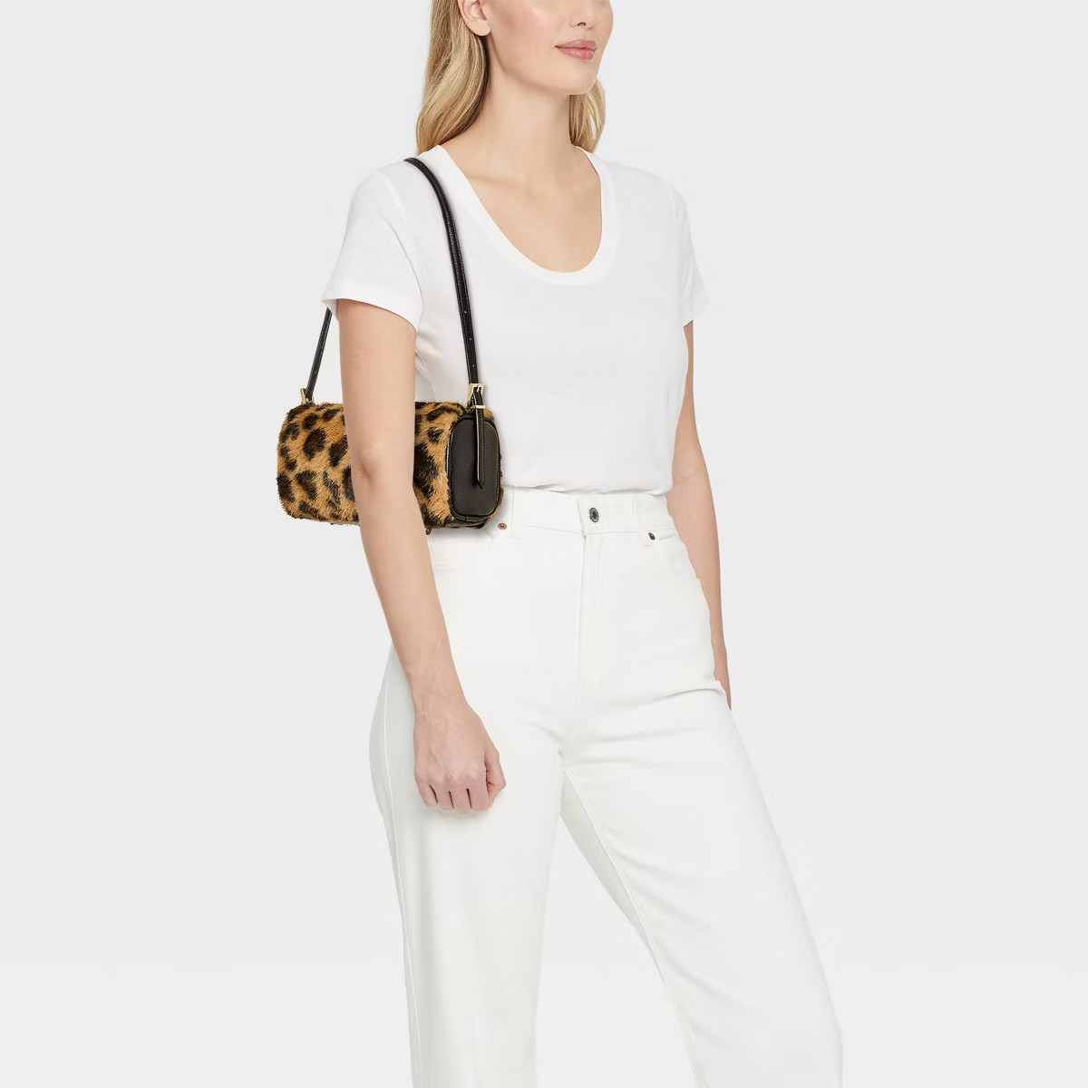 Mini Woven Leopard Print Shoulder Bag - A New Day™ Black/Brown | Target