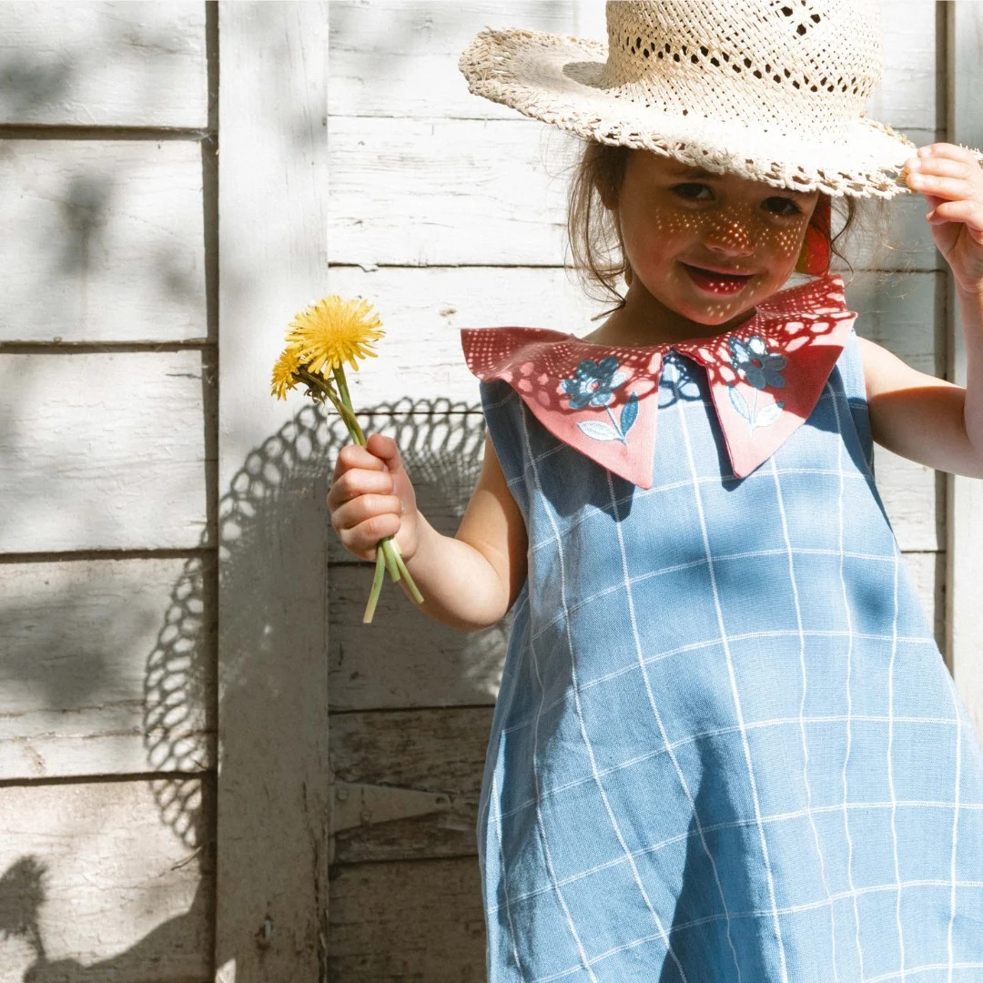 Eden Girl Dress in Seaside Windowpane | Folklore Las Niñas