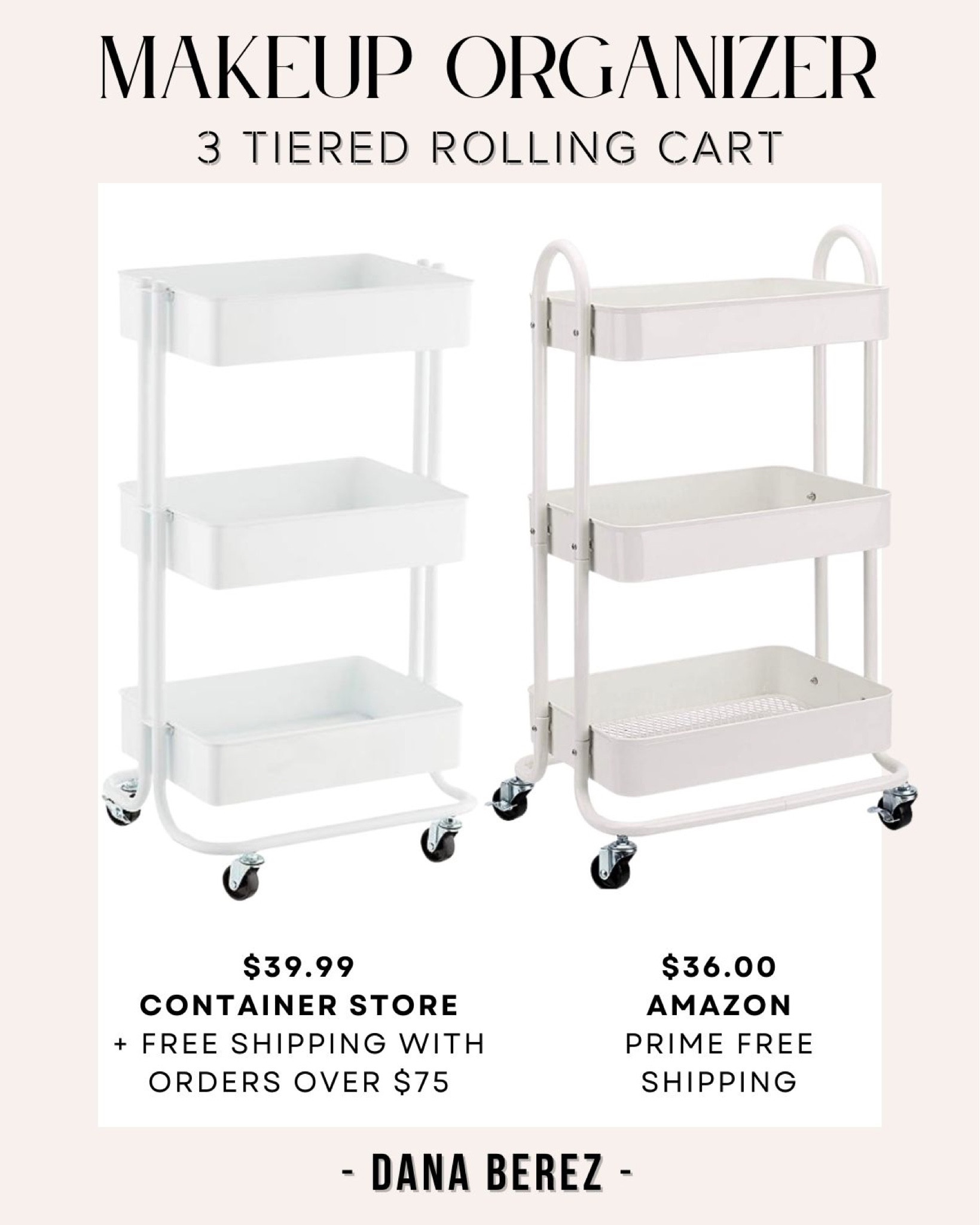 Makeup organizer 3 tiered rolling carts for organization

#makeuporganization #organization #homeorganization 

#LTKFind #LTKunder50 #LTKhome
