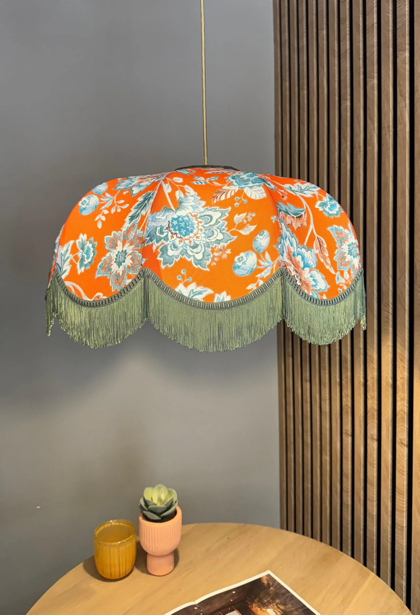 Handmade Patterned Cotton Chandelier, Fringed Lampshade | Etsy (Global)