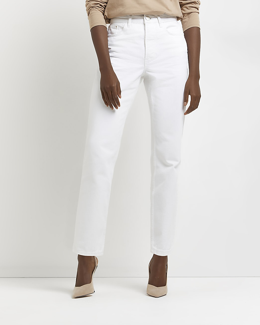 White high waisted straight jeans | River Island (UK & IE)