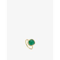 Siren 18ct yellow-gold vermeil and green onyx medium stacking ring | Selfridges