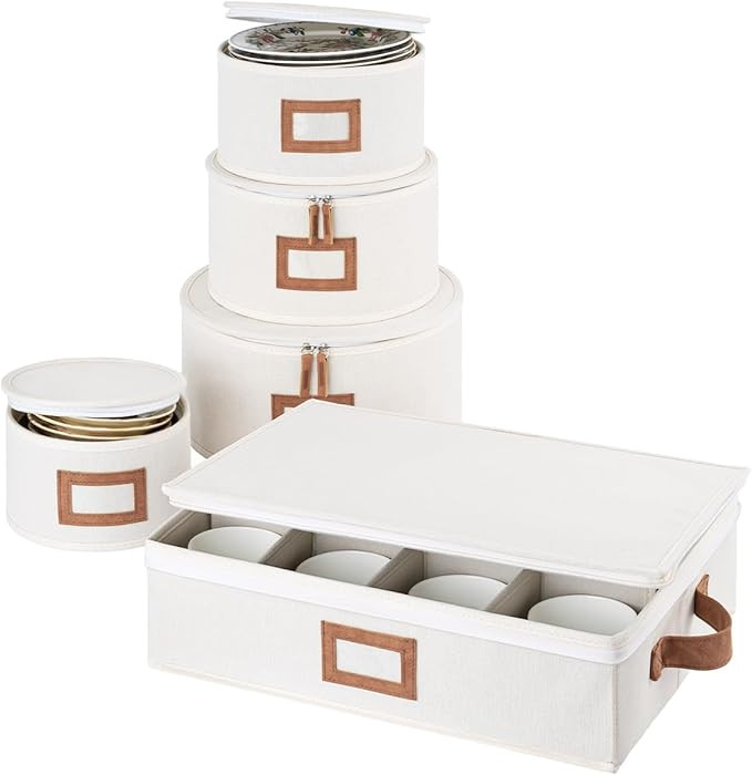 StorageWorks China Storage Containers, Hard Shell China Storage Boxes for Dishes, Plates and Mugs... | Amazon (US)