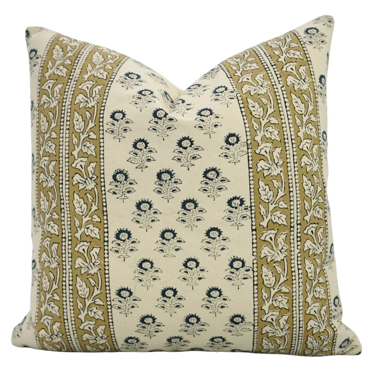 Fabdivine Elegant Floral Pillow Cover Thick Cotton, Block Print, Throw Pillow (Bagru Buti, Dark B... | Wayfair North America