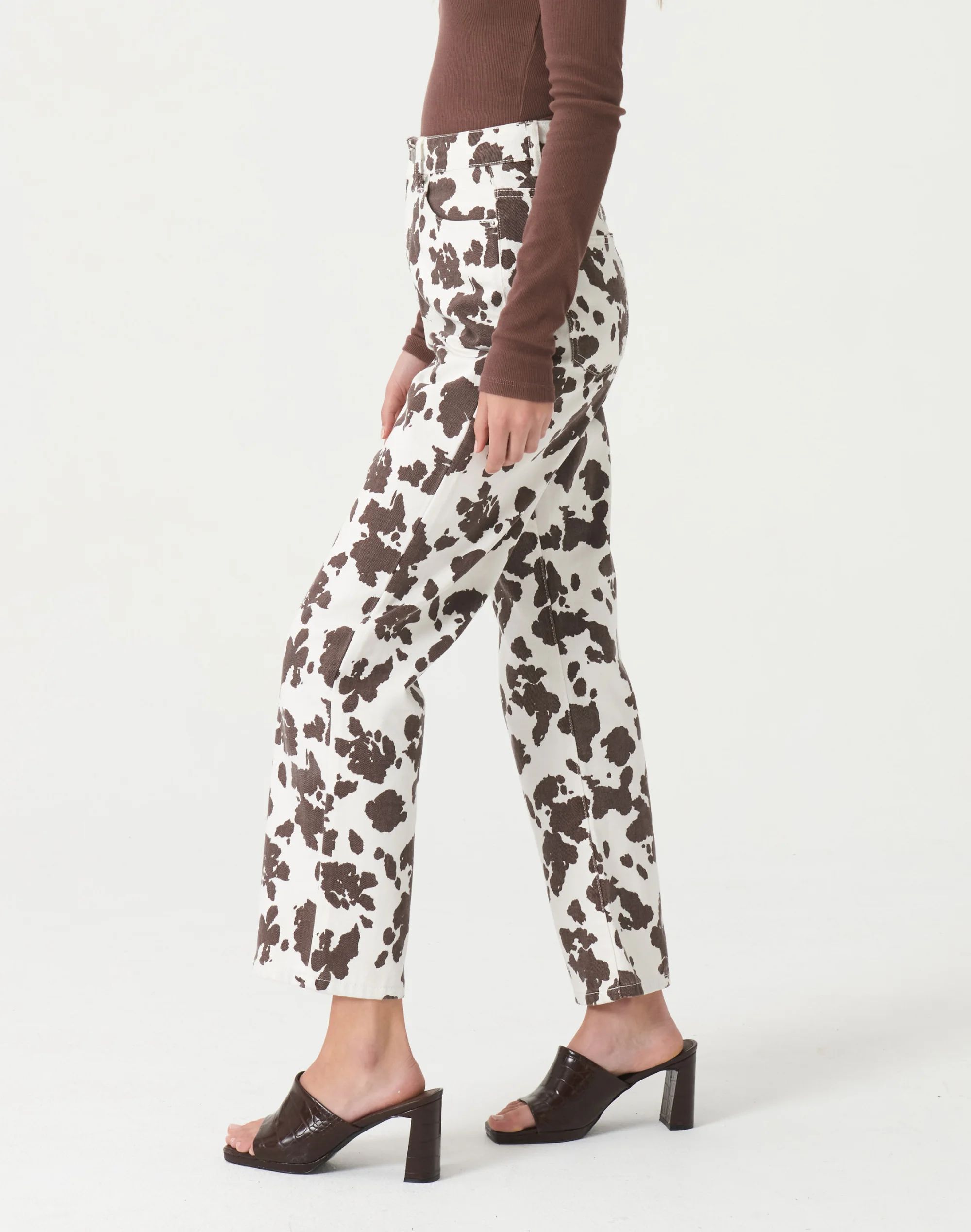 Cow Print High Rise Straight Jean | Glassons (AU & NZ)