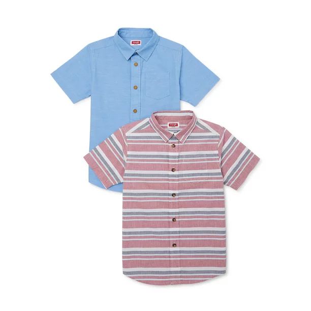 Wrangler Boys Short Sleeve Button-up Shirt, 2-Pack, Sizes 4-18 & Husky | Walmart (US)