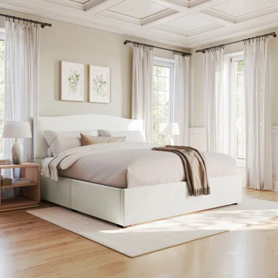 Martha Stewart Nyla Curved Nail Trim Headboard Platform Bed-Large Storage Drawer | Wayfair North America