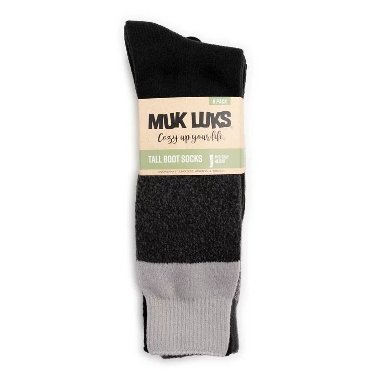Muk Luks Women's Mid-Calf Tall Boot Socks, 6-Pack | Walmart (US)
