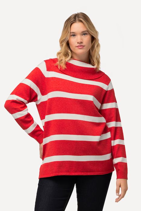 Stripe Fine Knit Turtleneck Sweater | Sweater | Sweaters | Ulla Popken