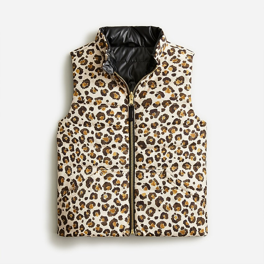 Girls' reversible printed puffer vest with eco-friendly PrimaLoft® | J. Crew US