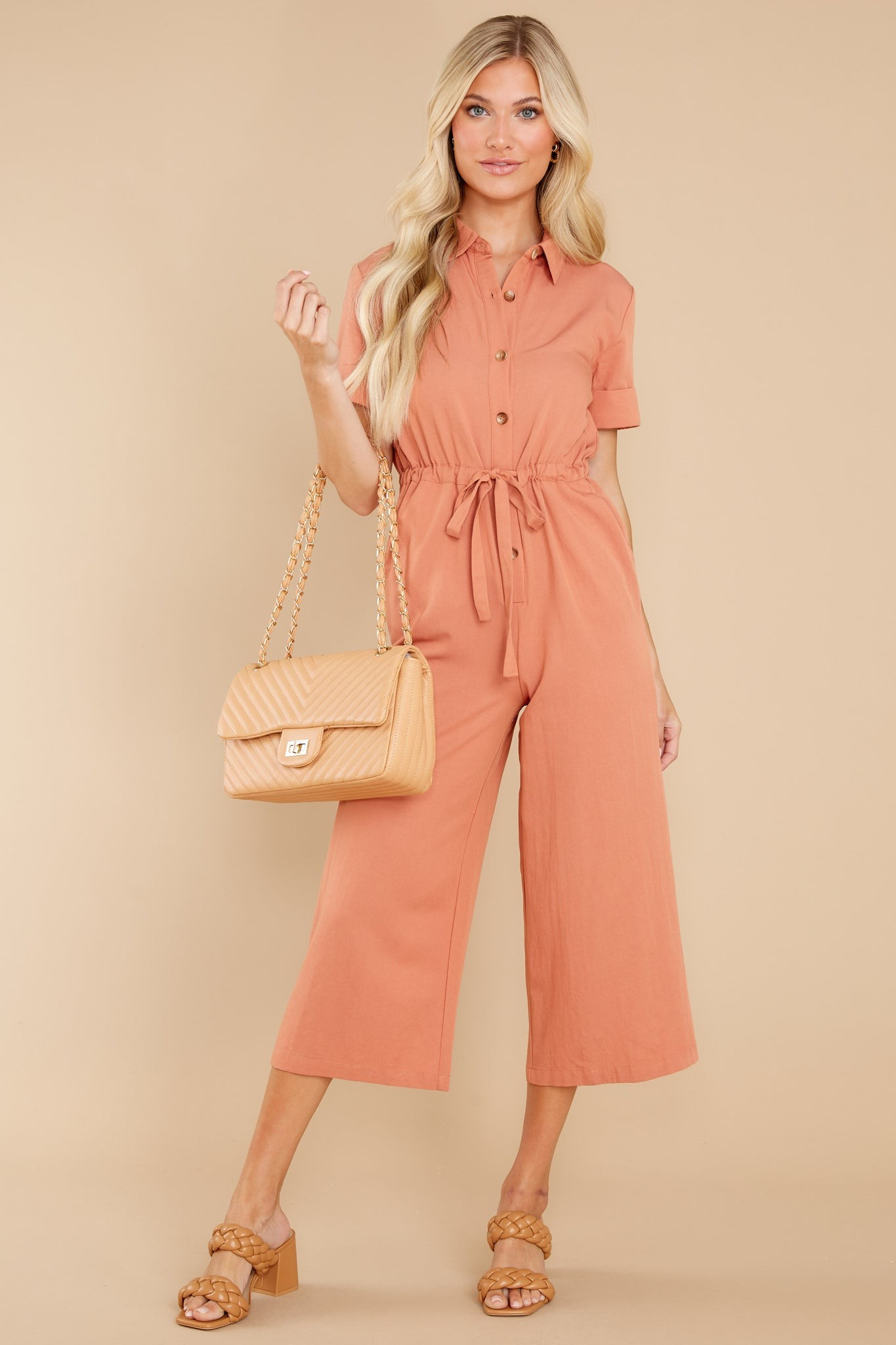Midday Style Light Melon Jumpsuit | Red Dress 