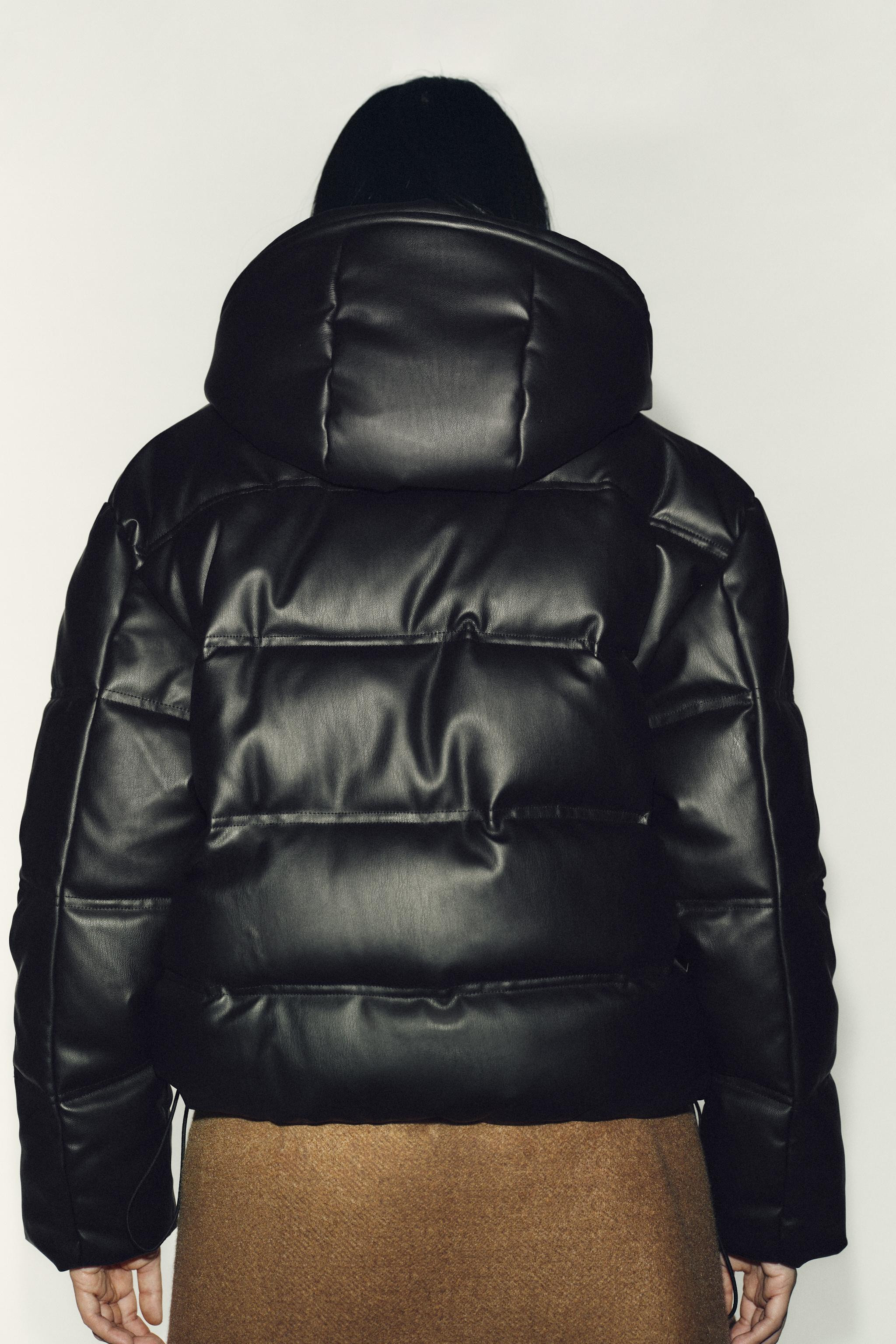 WATER-REPELLENT AND WINDPROOF QUILTED FAUX LEATHER ANORAK | Zara UK