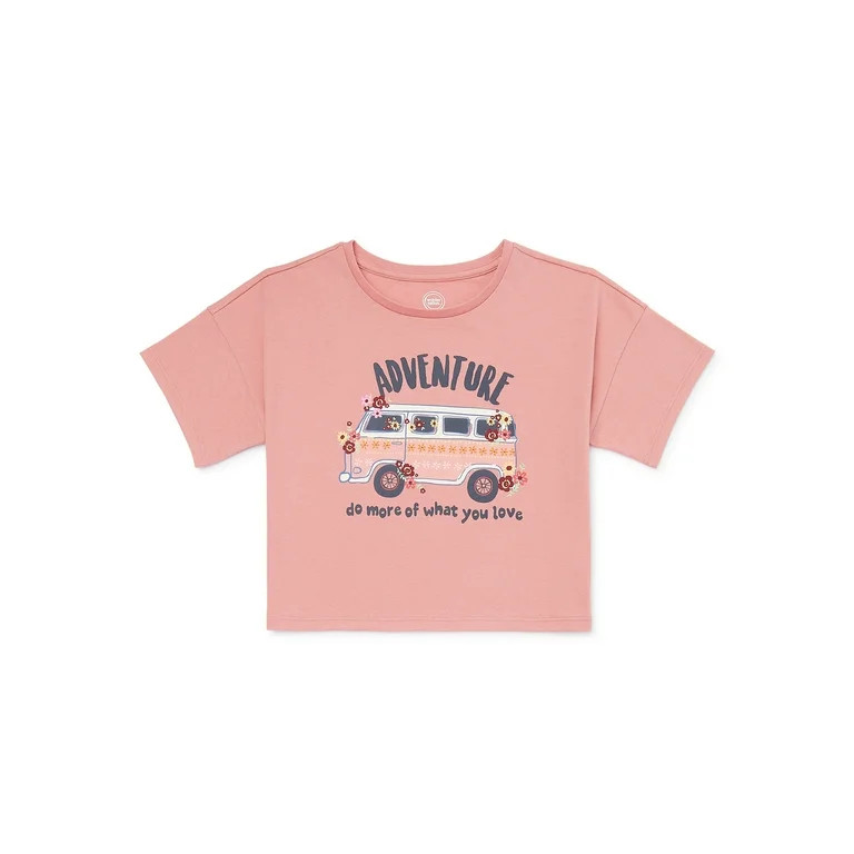Wonder Nation Girls Boxy Graphic Tee, Sizes 4-18 | Walmart (US)