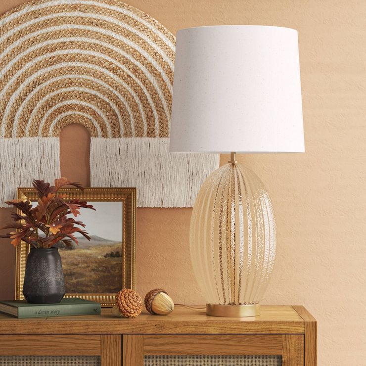 Large Ribbed Glass Lamp Base Clear - Threshold™ | Target
