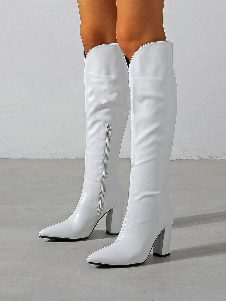 Minimalist High Heeled Knee Boots | SHEIN