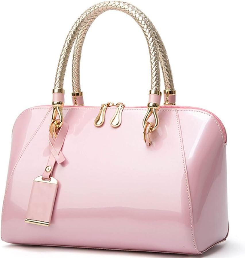 Shiny Patent Women Faux Leather Handbags Crossbody Bag Top Handle Purse Satchel Bag Shoulder Bag | Amazon (US)