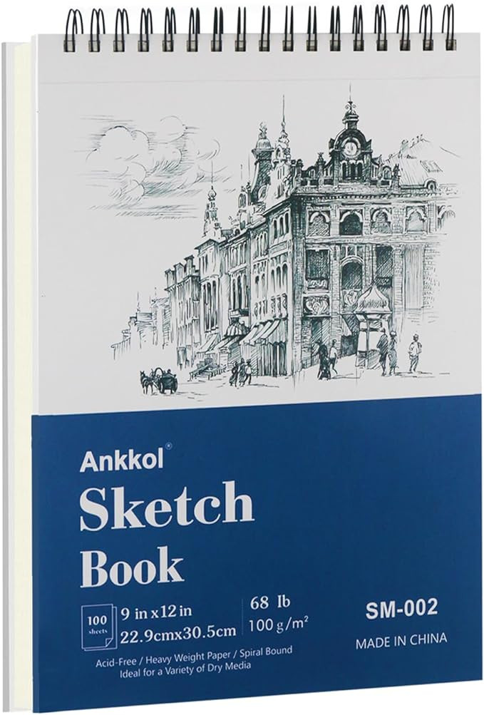 9" x 12" Sketch Book, Hardcover Sketchbook, Top Spiral Bound Sketch Pad, 100 Sheets (68lb/100gsm)... | Amazon (US)