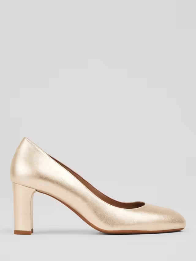 L.K.Bennett Winola Metallic Leather Court Shoes, Gold | John Lewis (UK)