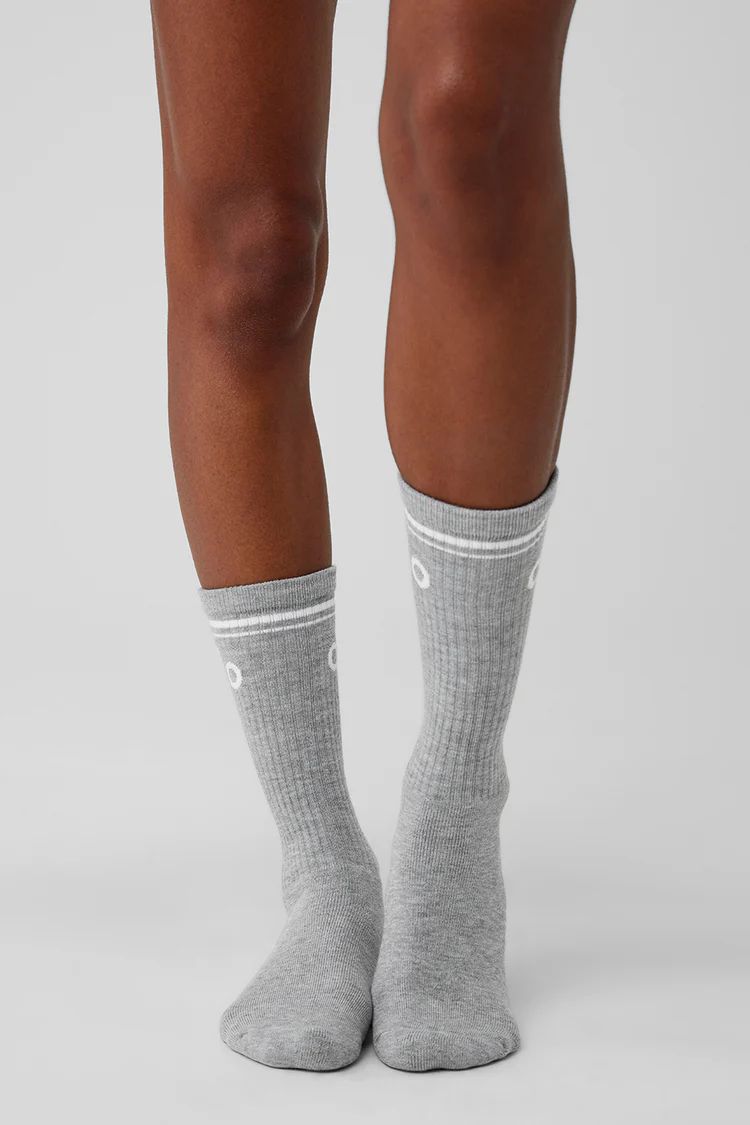 Unisex Throwback Sock - Athletic Heather Grey/White | Alo Yoga