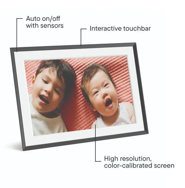 Carver Gravel with White Mat - Smart HD Digital Picture Frame | Aura | Aura Frames