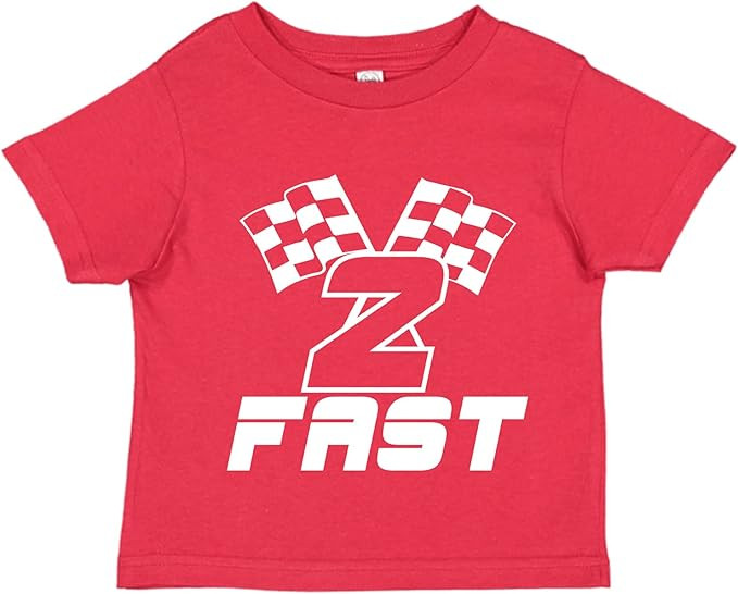 Two Fast Two Year Old Race Car Theme 2nd Birthday Party Baby Toddler Short Sleeve Tee Shirt (Asso... | Amazon (US)