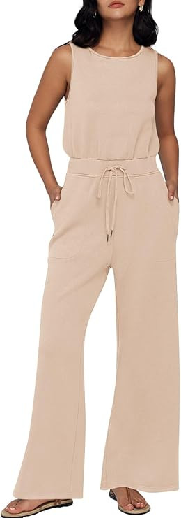 AUTOMET Womens Jumpsuits Dressy Summer Outfits Casual Sleeveless Wide Leg Long Pants Rompers Fash... | Amazon (US)