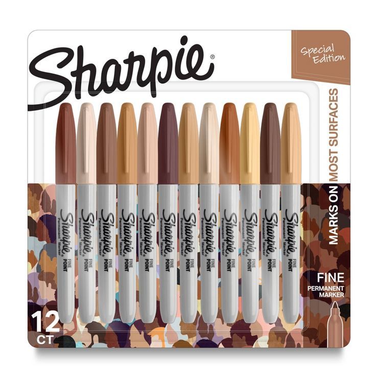 Sharpie 12pk Permanent Markers Fine Tip Portrait Colors | Target