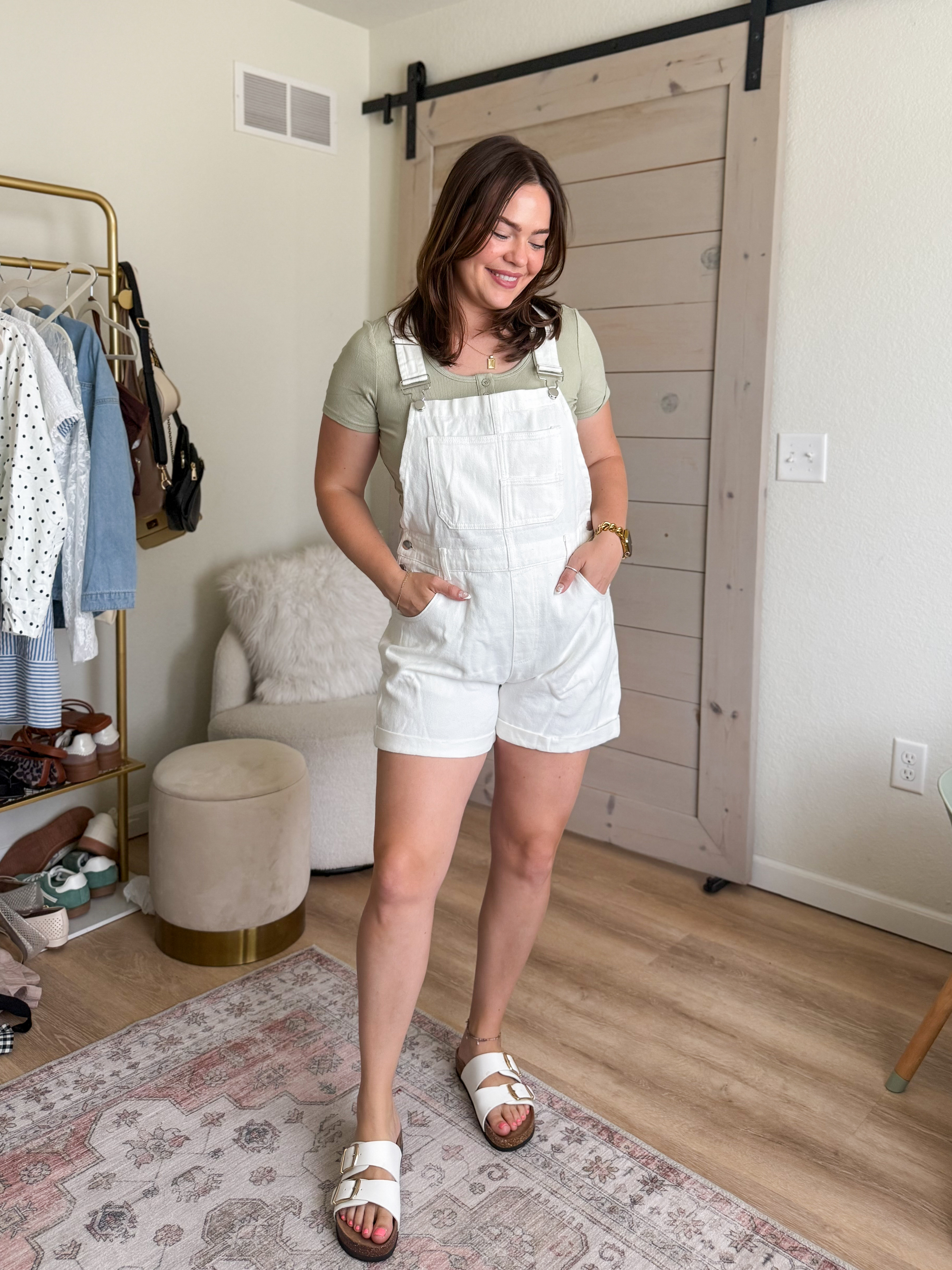 A comfy yet stylish look! Loving this denim overall with adjustable straps. Perfect for summer days! Wearing size large in all #summerstyle #amazonfinds
 

 #LTKootd #LTKSeasonal #LTKMidsize