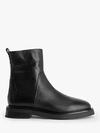 Kin Paris Leather High Cut Flat Ankle Boots, Black | John Lewis (UK)