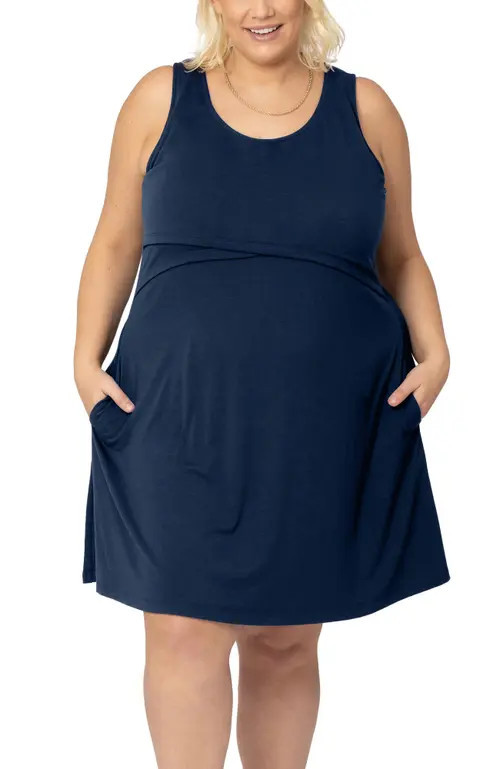 Kindred Bravely Penelope Crossover Nursing Dress in Navy Blue at Nordstrom, Size X-Large | Nordstrom