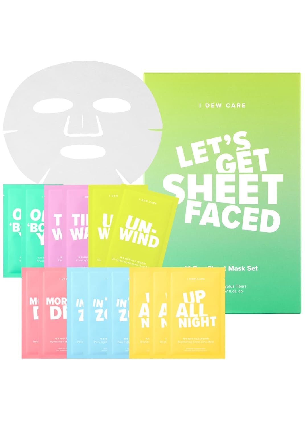 I DEW CARE Sheet Mask Pack - Let’s Get Sheet Faced | 14-Day Intense Skincare Makeover with Coll... | Amazon (US)
