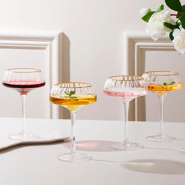 Lysenn Coupe Glasses Set of 4 - Premium Hand Blown Martini Glasses - Perfect for Cocktail and Cha... | Amazon (US)