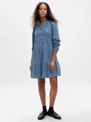 Tiered Denim Mini Shirtdress | Gap (US)