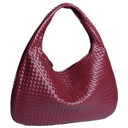 GORGOU Woven Tote Womens Shoulder Bag -Vegan Leather Work Handwoven Hobo Handbag -Large Woven Purse Underarm Bags (Wine Red) | Amazon (US)