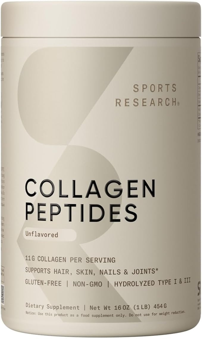 Sports Research Collagen Peptides for Women & Men, Unflavored, 16 oz., Hydrolyzed Type 1 & 3 Coll... | Amazon (US)