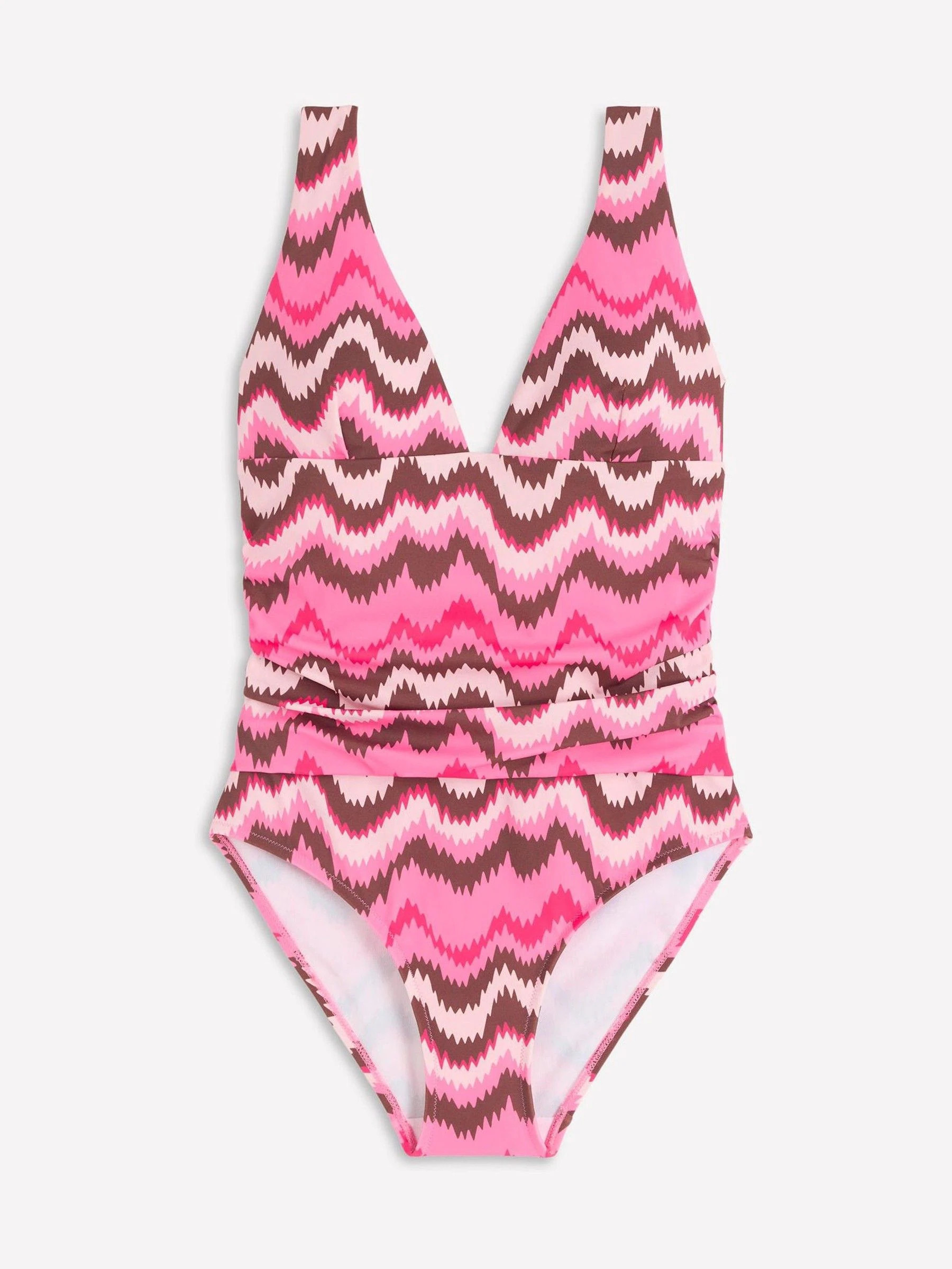 Boden Boden Pink Mykonos Deep V-Neck Swimsuit | Next US
