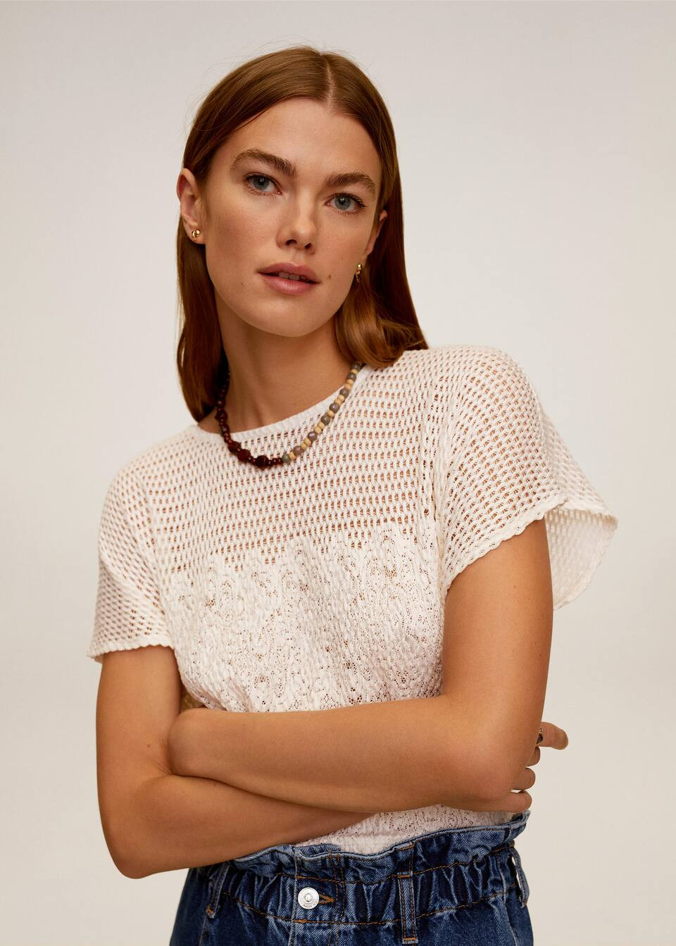 Openwork knit t-shirt | MANGO (US)
