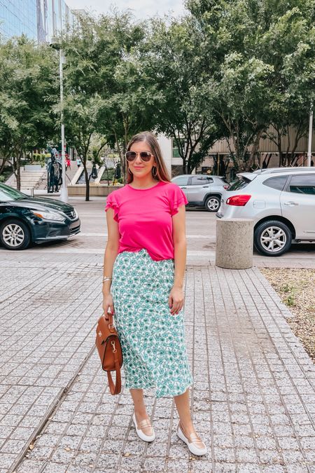 Office Outfit 🩷 Cute and causal work wear outfit. Pop of pink blouse & midi skirt. Wearing XS in both. 

Teacher Outfits | Work Wear Outfit 


#LTKFindsUnder100 #LTKWorkwear #LTKSeasonal