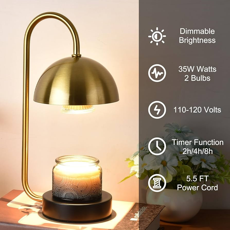 ZCMN Candle Warmer Lamp,Compatible with Jar Candles Vintage Electric Candle Lamp Dimmer with Switch  | Amazon (US)