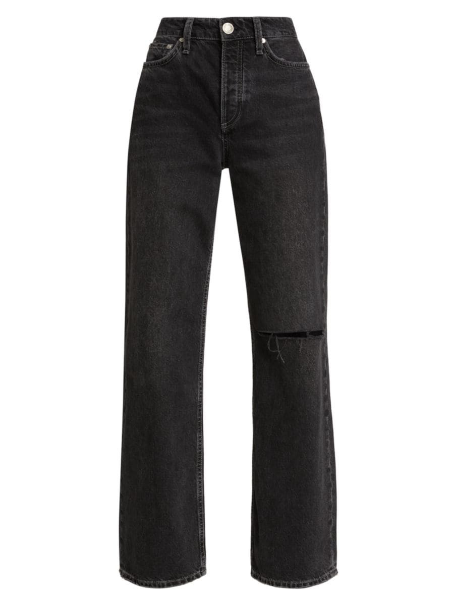 rag & bone Logan High-Rise Distressed Straight Jeans | Saks Fifth Avenue