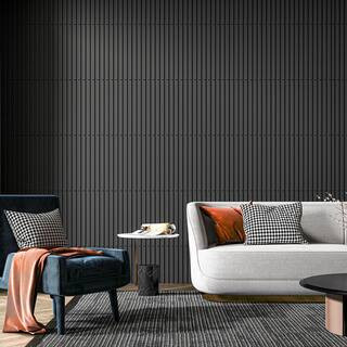 Art3d Slat Fluted Design 1/16 in. x 1-7/16 ft. x 1-3/5 ft. Black Square Edge Decorative 3D Wall P... | The Home Depot