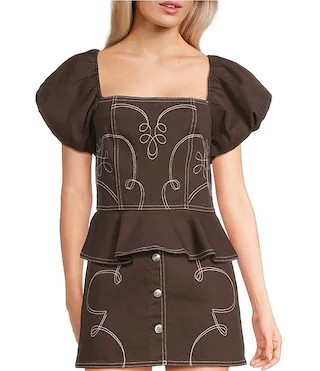 GB Denim Western Coordinating Peplum Top | Dillard's | Dillard's