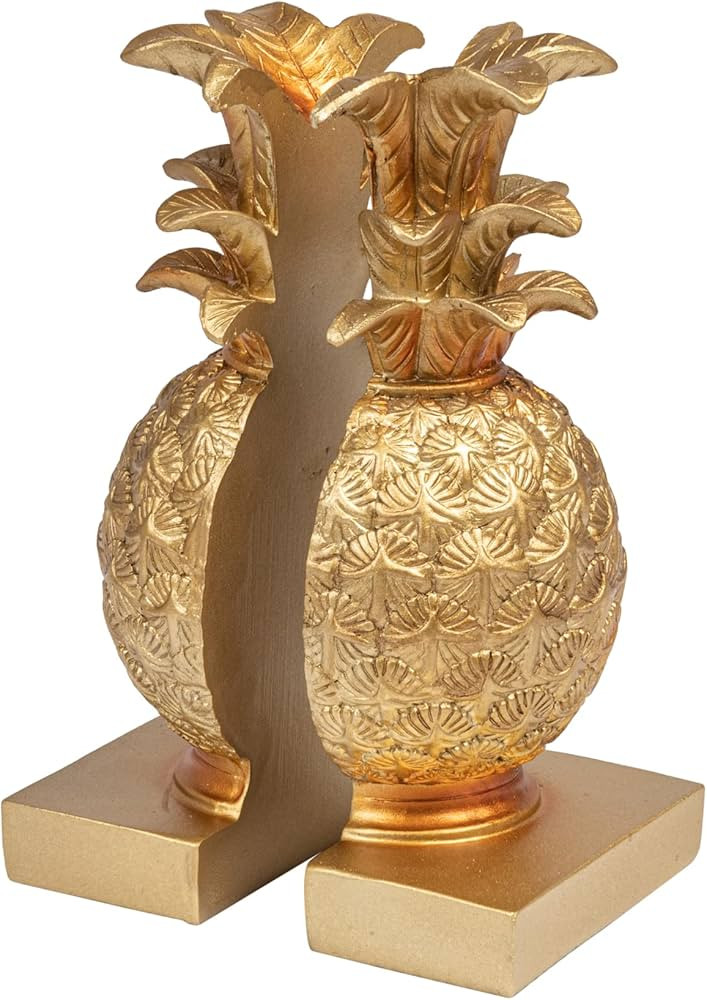 Creative Co-Op Pineapple Shaped Gold Resin Bookends (Set of 2 Pieces) | Amazon (US)