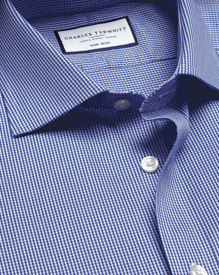 Spread Collar Non-Iron Puppytooth Shirt - Royal Blue | Charles Tyrwhitt
