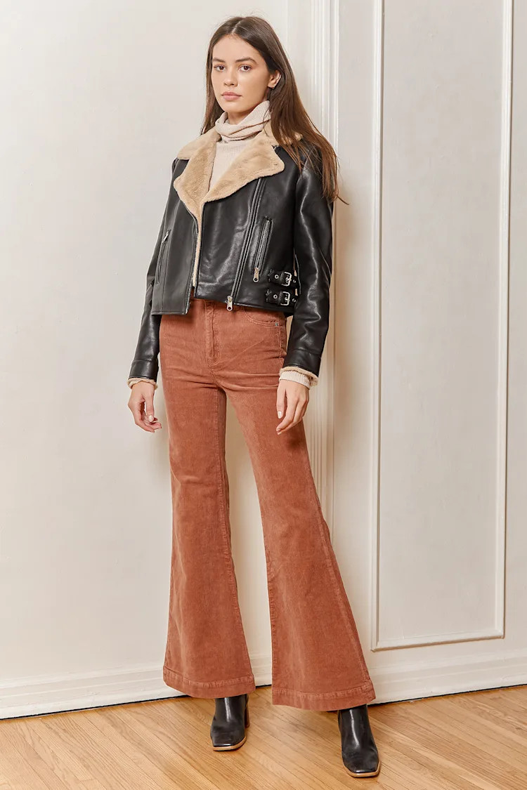 East Coast Rusty Rose Corduroy High Rise Flare Pants | Lulus (US)