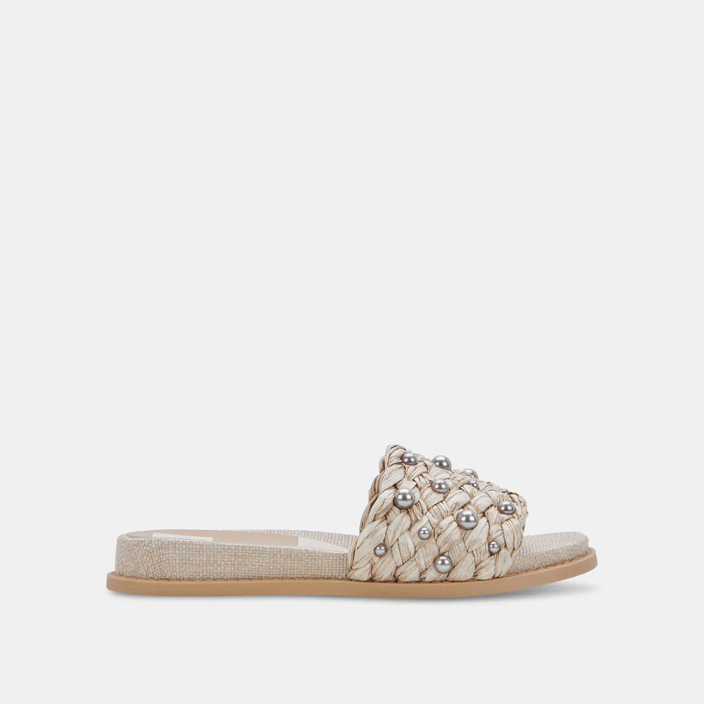 GRAZIE PEARL SANDALS OATMEAL RAFFIA | DolceVita.com