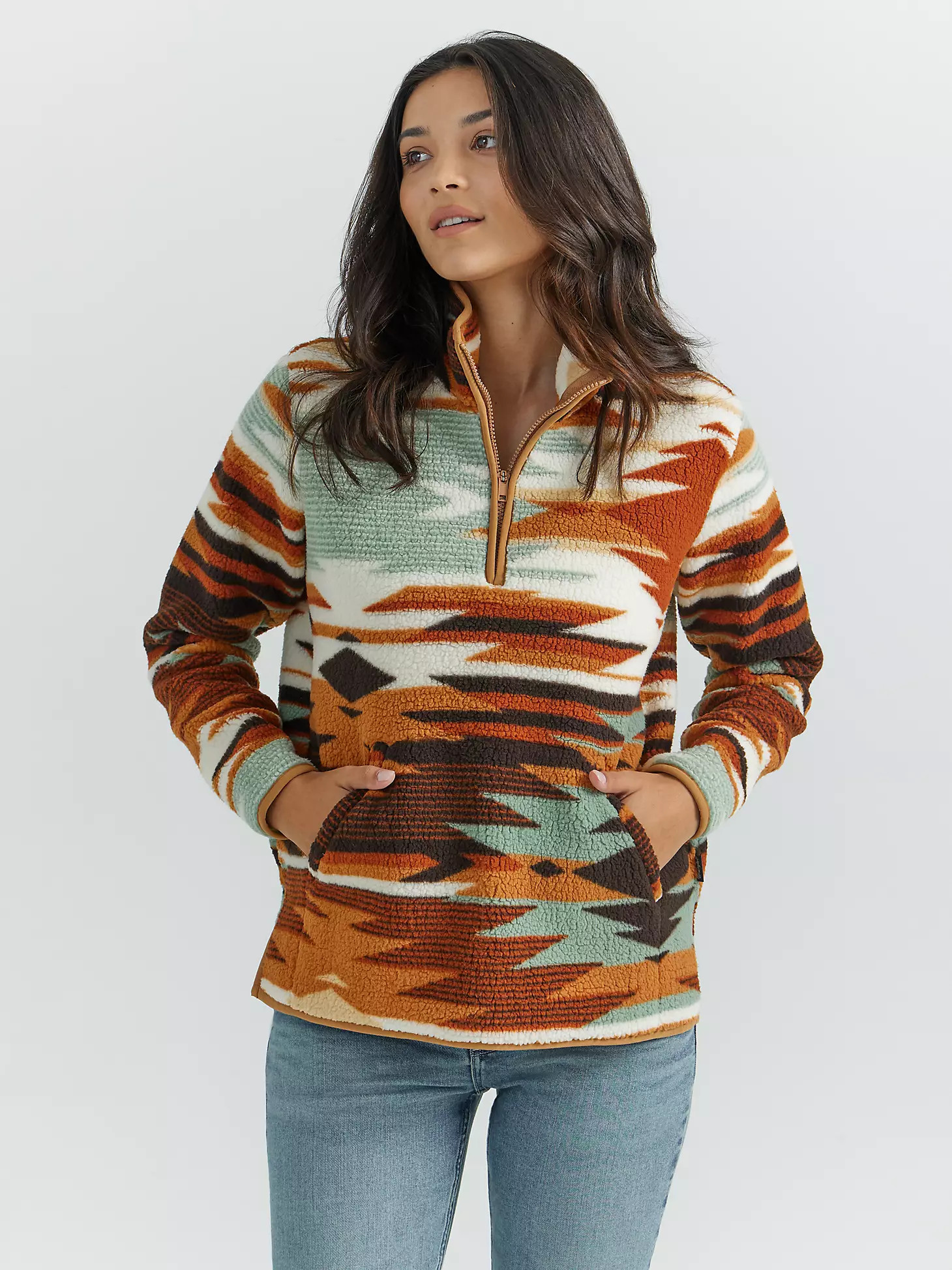 Women's Wrangler Retro Quarter-Zip Sherpa Pullover in Desert Hues | Wrangler