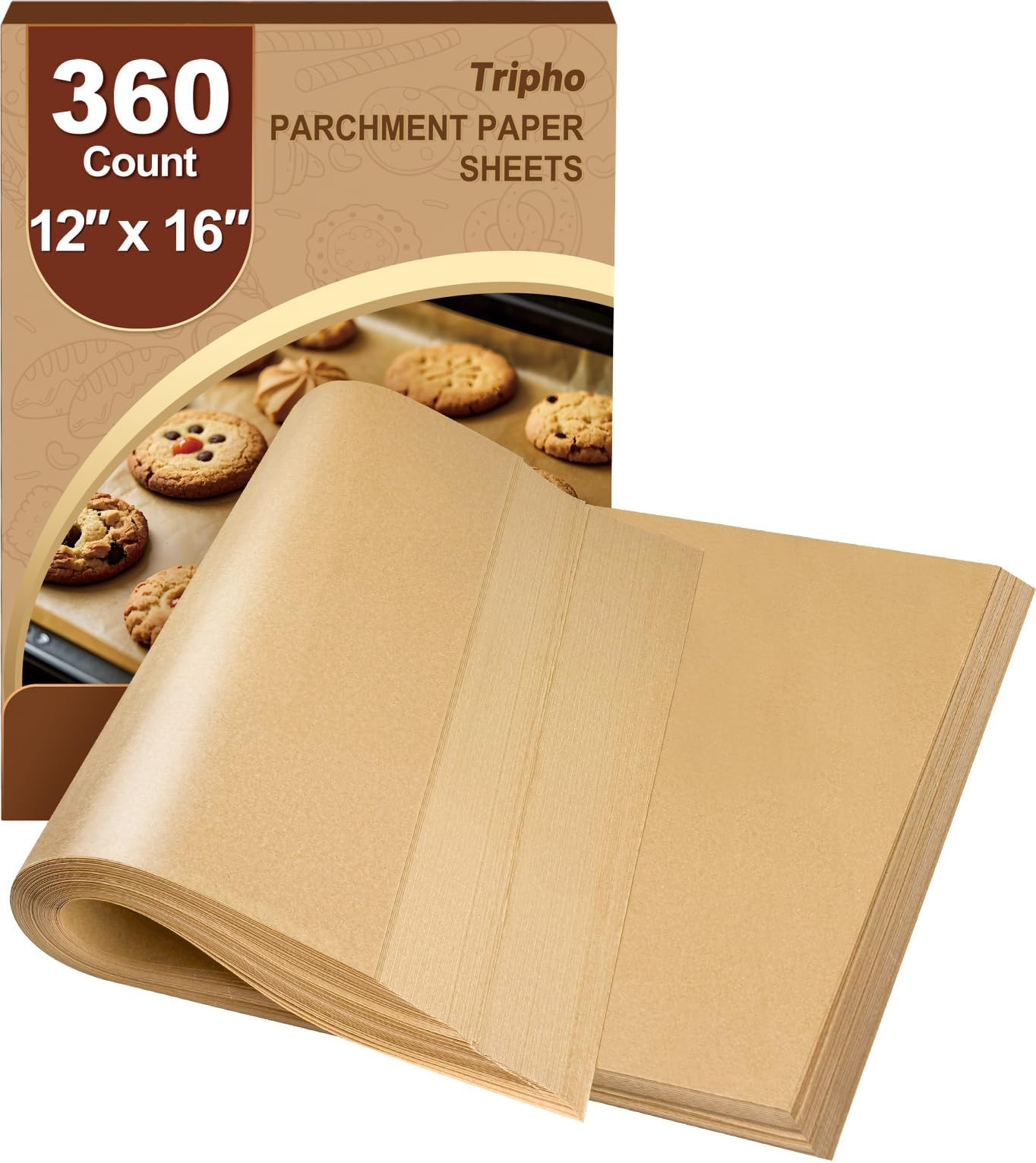 360 Count 12"x 16" Heavy Duty Parchment Paper Sheets for Baking, No-Stick & No-Leak Unbleached Ba... | Amazon (US)